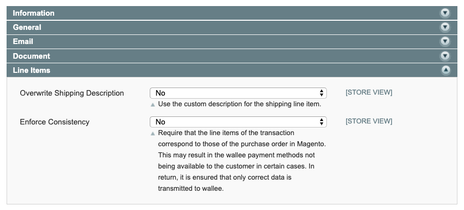 line items magento