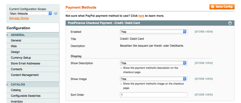 payment method configuration