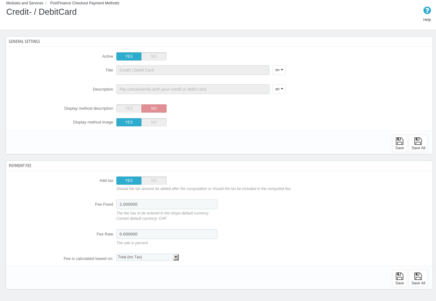 Method Settings