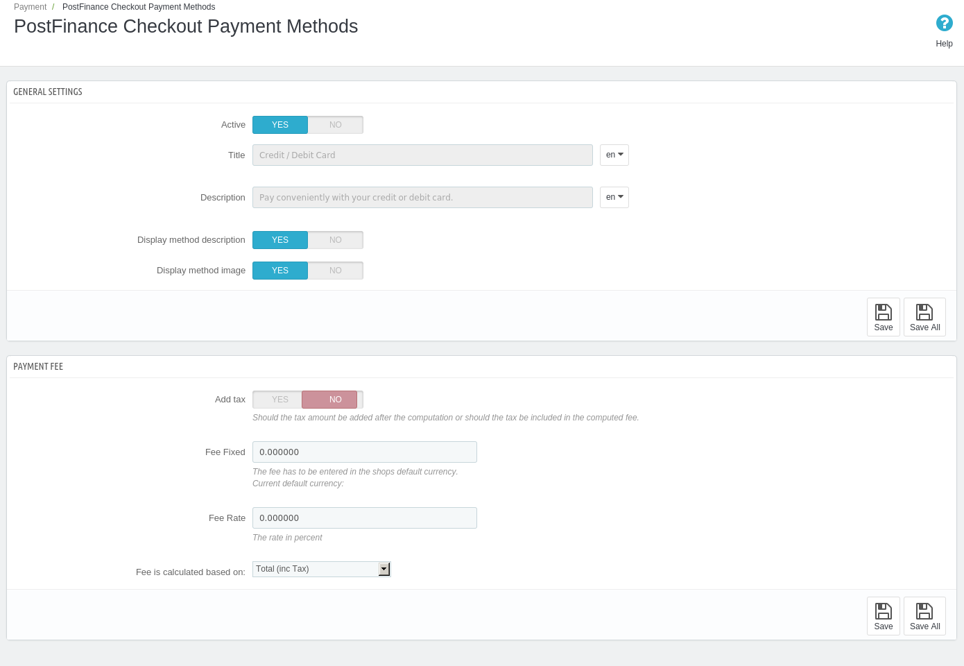 Method Settings