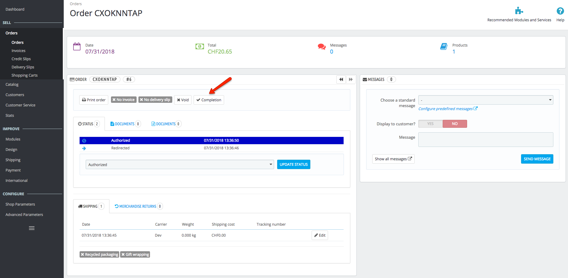 prestashop 1.7 completion