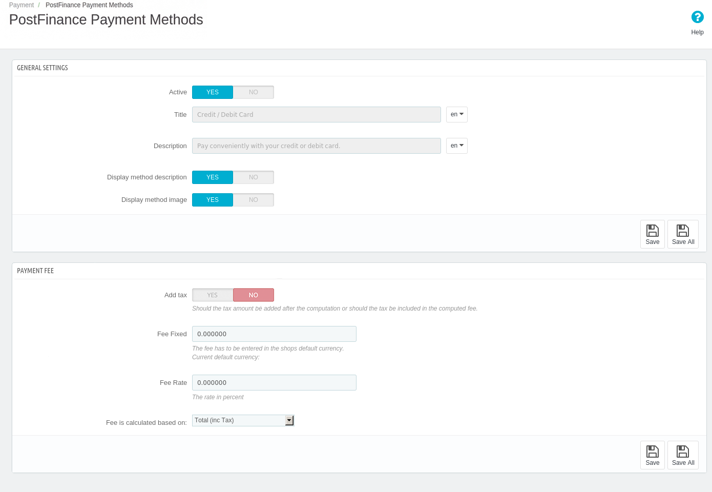 Method Settings
