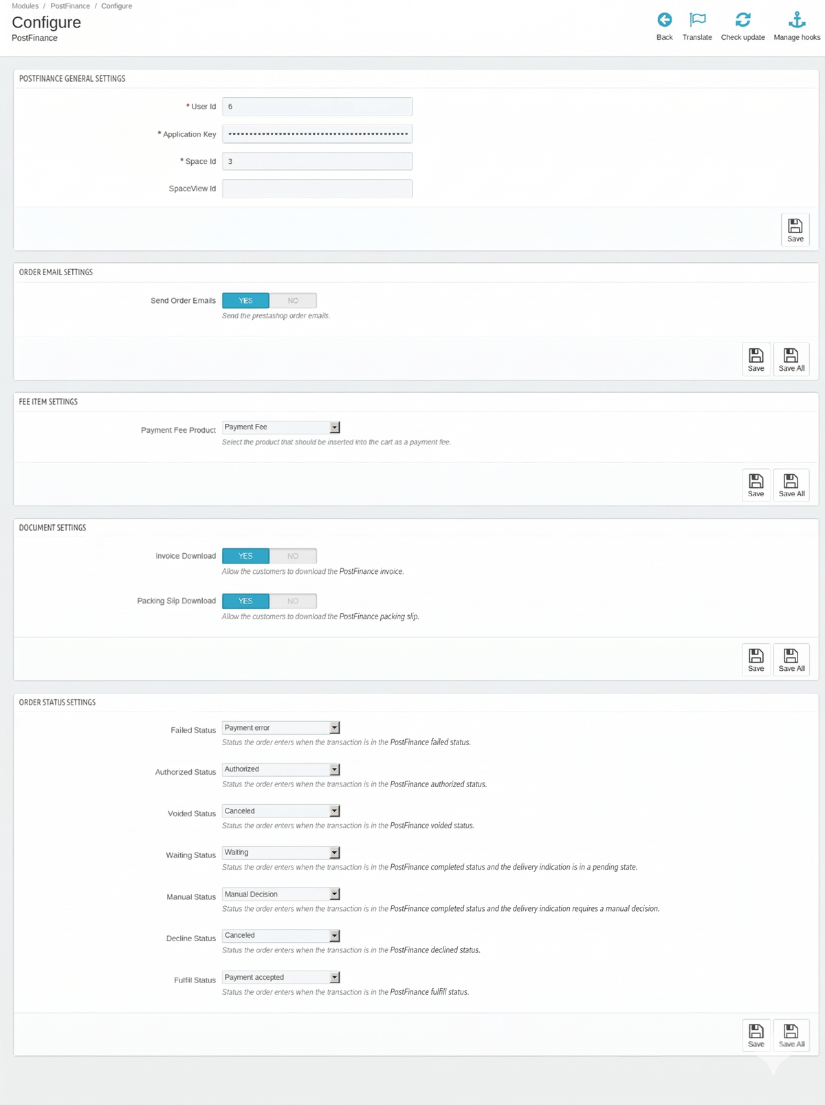 Settings